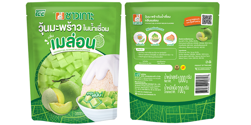 วุ้นมะพร้าวในน้ำเชื่อมชาวเกาะกลิ่นเมล่อน