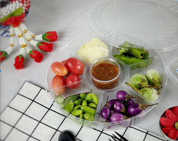 ถาดวงแหวน 7 ช่อง ฐานใส+ฝาลอน 10 ชุด